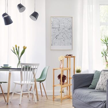 Relaxdays Pflanzenregal Bambus, 6 Ablagen, Eckregal, HBT: 101x62x62 cm, Blumenregal Wohnzimmer