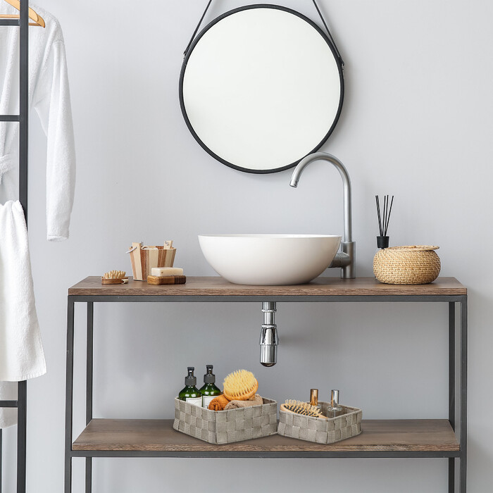 Relaxdays Grauer Aufbewahrungskorb 3er Set