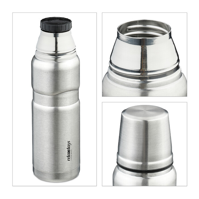 Relaxdays Trinkflasche mit Becher 500 ml