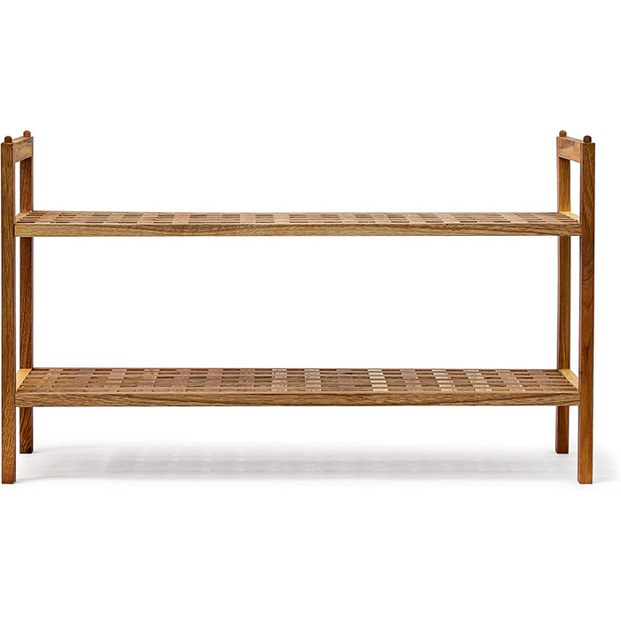 Relaxdays Schuhregal Walnuss stapelbar H x B x T: 40,5 x 69 x 26 cm Schuhablage mit 2 Ablagen für ca. 6 Paar Schuhe Holz Schu
