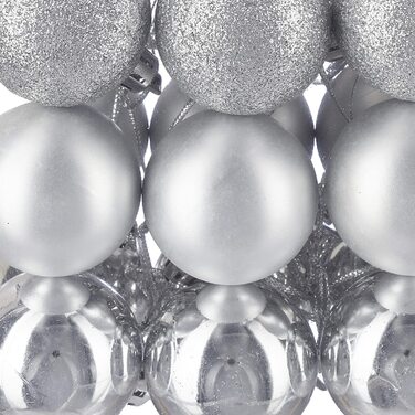 Relaxdays Weihnachtskugeln, 100er Set, Weihnachtsdeko, matt, glänzend, glitzernd, Christbaumkugel ∅ 3, 4 & 6 cm, (Silber)