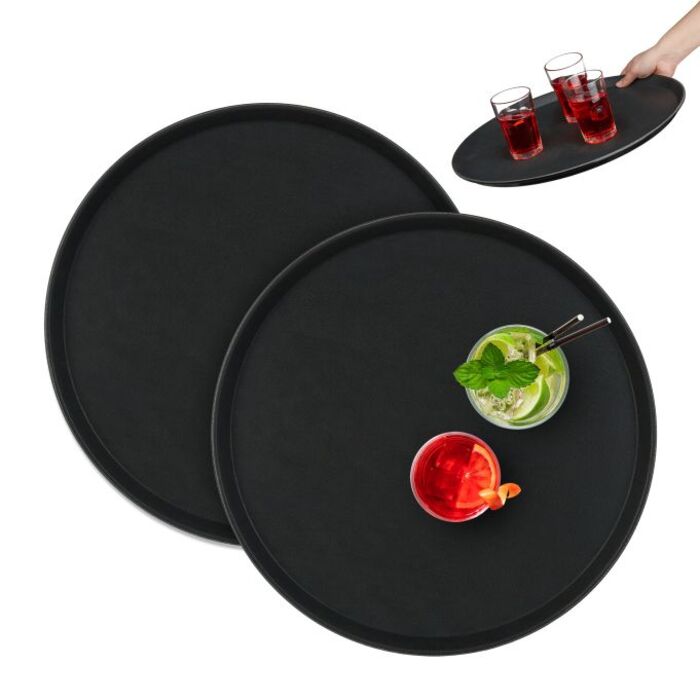 Relaxdays Rundes Gastro Serviertablett 2er Set