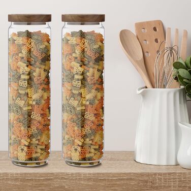 Relaxdays Glasdosen, 2er Set, Drehverschluss, 1500 ml, braun/transparent