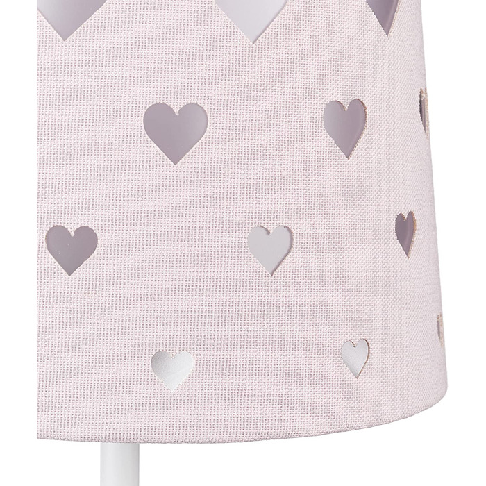 Relaxdays Nachttischlampe Kinder, Herzen, Stoff Lampenschirm, für Baby und Kind, Kinderlampe HxD: 43 x 16 cm, rosa-weiß, 1003