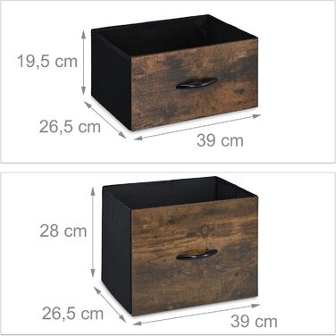 Relaxdays Kommode, 5 Schubladen, 2 Ablagen, Industrial, 87x84x32 cm, braun/schwarz
