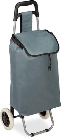 Relaxdays Einkaufstrolley klappbar, Abnehmbare Tasche 28 L, Einkaufswagen mit Rollen HxBxT: 92,5 x 42 x 28 cm, (Grau)