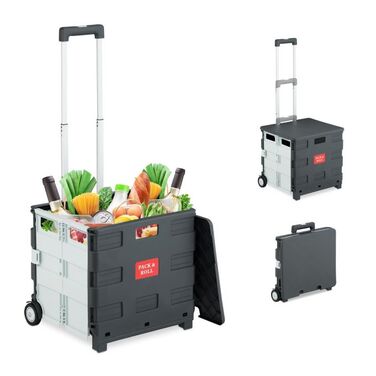 Relaxdays Klappbarer Einkaufstrolley mit Deckel
