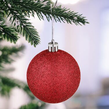 Relaxdays Weihnachtskugeln 72er Set, glitzernd/matt/glänzend, Stiefel/Herz/Zapfen, Kunststoff, Rot