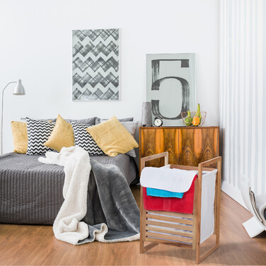 Relaxdays Walnuss Wäschekorb mit Deckel