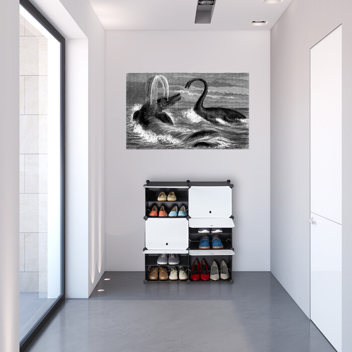 Relaxdays Schuhschrank in Schwarz-Weiß 12 Fächer