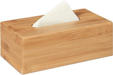 Relaxdays Kosmetiktücherbox Bambus, HBT: 8,5 x 27,5 x 15,5 cm, Tuchspender für Taschentücher u. Kosmetiktücher, Natur (Bundle mit Kosmetiktuchbox 8,5x24,5x13,5cm)
