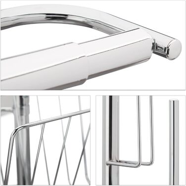 Relaxdays, Toilettenbürste, Bürstenhalter, Magazinhalter, HBT 69 x 30 x 22 cm, Silber WC Garnitur, Toilettenpapierhalter, 22 x 30 x 69 cm