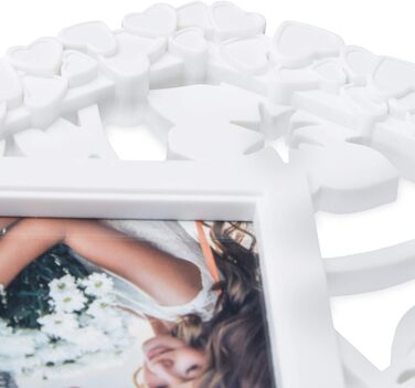 Relaxdays XL Herz Bilderrahmen Collage, weiß, 10x10/10x15, Hochzeit, Paare
