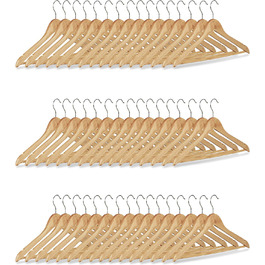 Relaxdays Kleiderbügel Set, 48 Hosenbügel aus Holz, Garderobenbügel, Haken 360° drehbar, HxB: 22,5x44,5cm, natur/silber