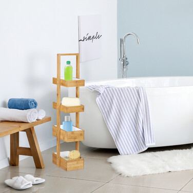 Relaxdays Bambus Badregal mit 4 Ablagen
