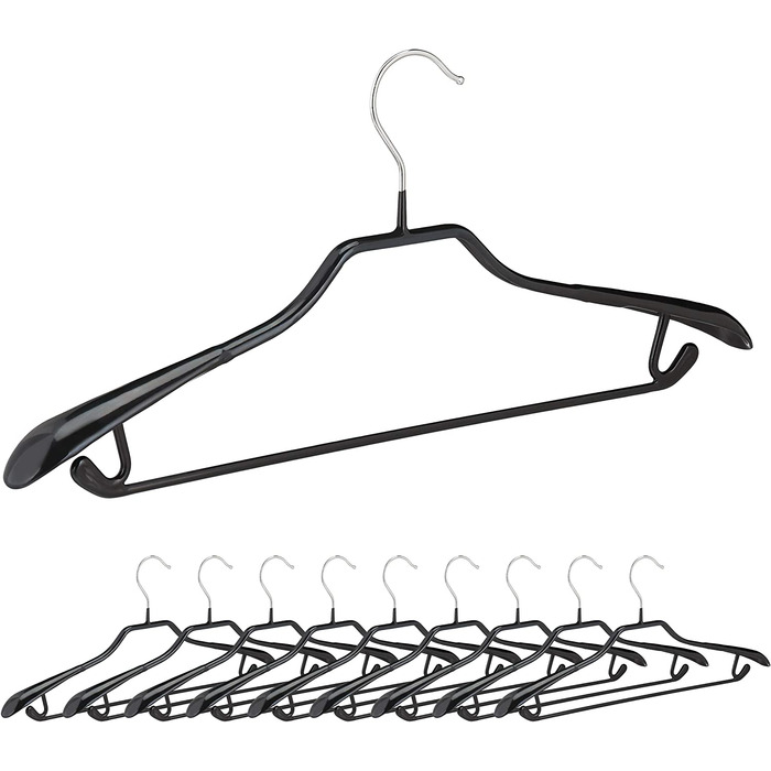 Relaxdays Kleiderbügel für Anzüge, 10er Set, gummiert, Metall, rutschfest, platzsparend, 44 cm, PVC-beschichtet