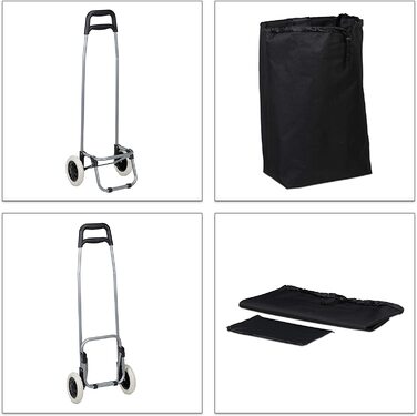 Relaxdays Einkaufstrolley klappbar, Abnehmbare Tasche 28 L, Einkaufswagen mit Rollen HxBxT: 92,5 x 42 x 28 cm, schwarz