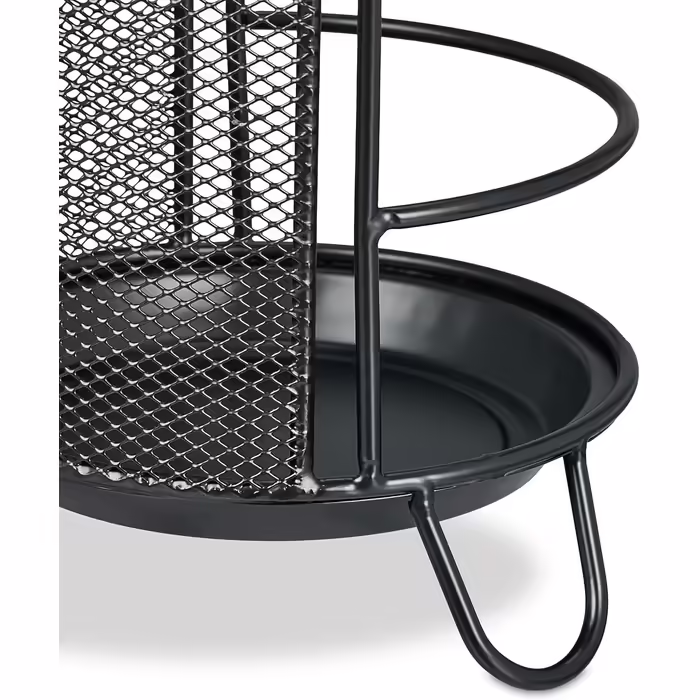 Relaxdays Metal Umbrella Stand, 44 x 16 cm, runder Schirmständer, modernes Design, schwarz, Legierter Stahl