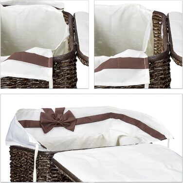 Relaxdays 2er Set stapelbare Wäschetruhe mit herausnehmbarem Wäschesack, 67 L, atmungsaktiv, Schokobraun