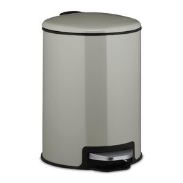 Relaxdays Kosmetikeimer 3 Liter, Treteimer mit Absenkautomatik, entnehmbarer Inneneimer, kleiner Mülleimer Bad, hellgrau