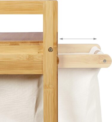 Relaxdays Wäschekorb Bambus, ausziehbar, eckig, 30L Innensack, 73x37x33 cm