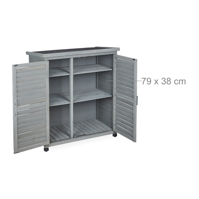 Relaxdays Grauer Gartenschrank 3 Fächer