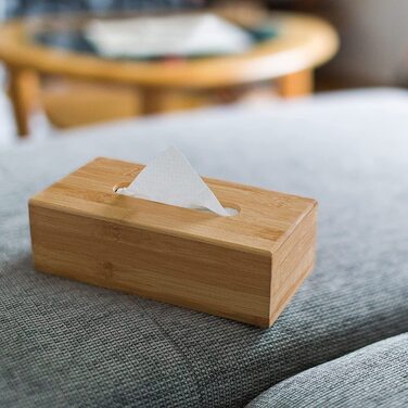 Relaxdays Kosmetiktücherbox Bambus, HBT: 8,5 x 27,5 x 15,5 cm, Tuchspender für Taschentücher u. Kosmetiktücher, Natur (Bundle mit Kosmetiktuchbox 8,5x24,5x13,5cm)