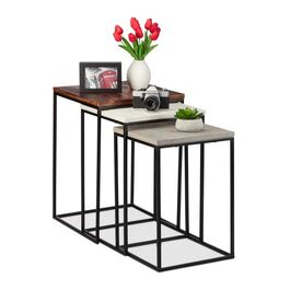 Relaxdays Satztisch 3er Set quadratisch