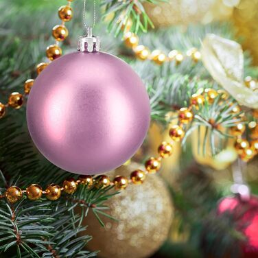 Relaxdays Weihnachtskugeln 100er Set, Deko matt/glänzend/glitzernd, ∅ 3/4/6 cm, rosa