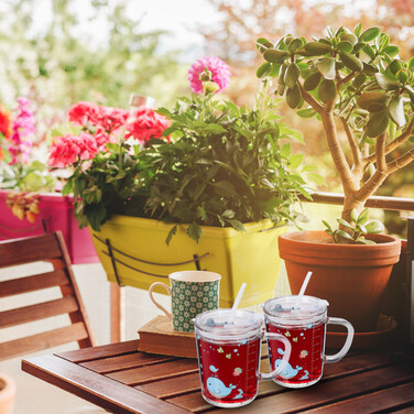 Relaxdays 2er Set Kindergläser mit Walmotiv