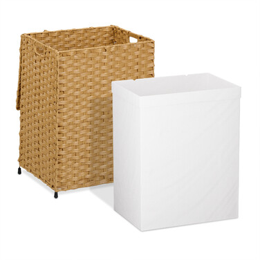 Relaxdays Wäschekorb Rattan-Optik 90 L