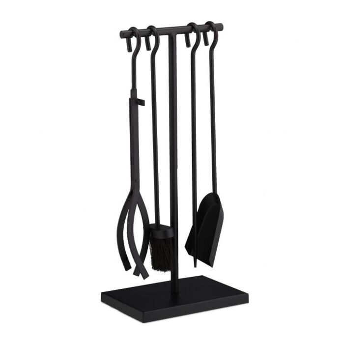 Relaxdays Kaminbesteck schwarz 5 tlg.