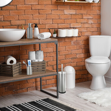Relaxdays 3-tlg. Badezimmer Set Edelstahl