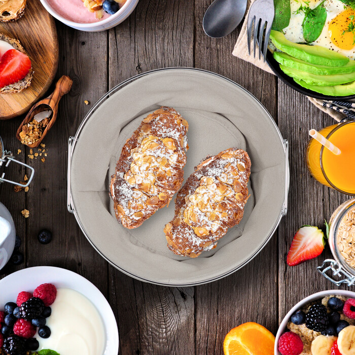 Relaxdays Runder Brotkorb Metall mit Stoffeinsatz