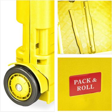 Relaxdays Einkaufstrolley, Klapptrolley, 35 kg, Faltbar, Rolltrolley (Gelb)