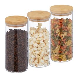 Relaxdays 3er Set Vorratsgläser mit Deckel 1300 ml