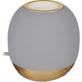 Relaxdays Dekoleuchte Beton, Tischlampe ohne Schirm, HxD 9 x 9 cm, E27 Fassung, langes Kabel, runde Betonlampe, (Grau)