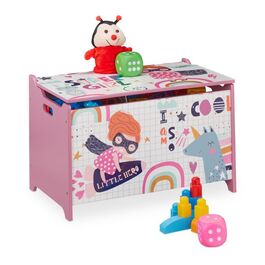 Relaxdays Spielzeugtruhe mit Heldin-Motiv