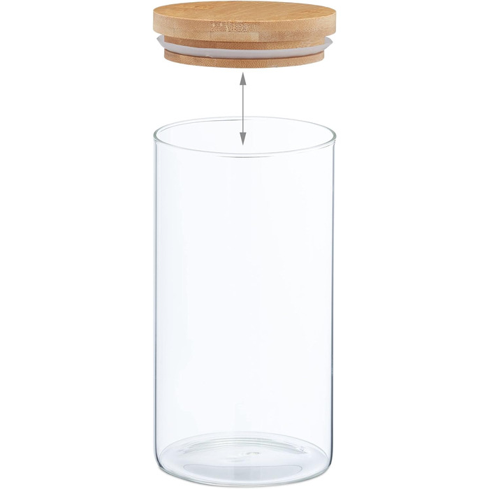 Relaxdays Vorratsgläser, 4er Set, 1000ml, luftdicht, transparent/natur