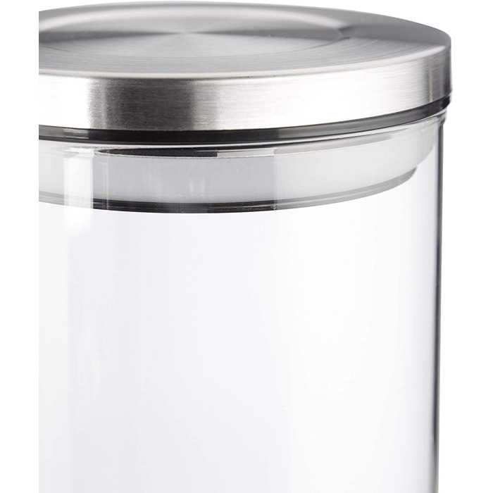 Relaxdays Vorratsglas 3er Set, luftdicht, Edelstahl Deckel, für Pasta, Müsli & Reis, 1,5 l Küchenbehälter, Silbertransparent,
