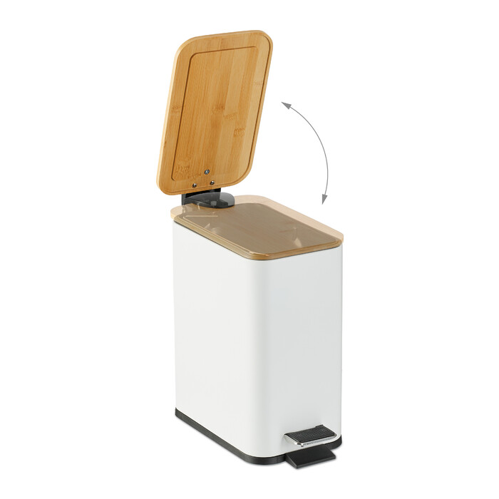 Relaxdays Bad Mülleimer 5 l mit Bambusdeckel