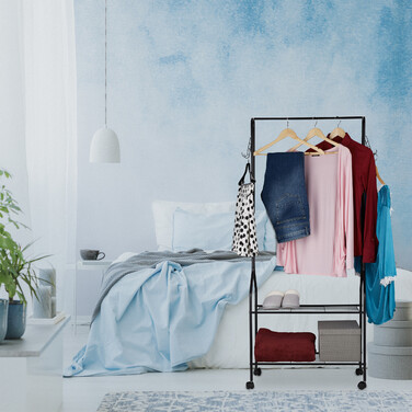 Relaxdays Rollgarderobe mit Ablage & Haken