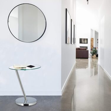 Relaxdays Glas u. Chrom, runder Beistelltisch f. Kaffee Tee, Ablage f. Garten HxBxT: 52 x 45 x 45 cm, silber Kaffeetisch Edge, Metall, 45 x 45 x 52 cm Single