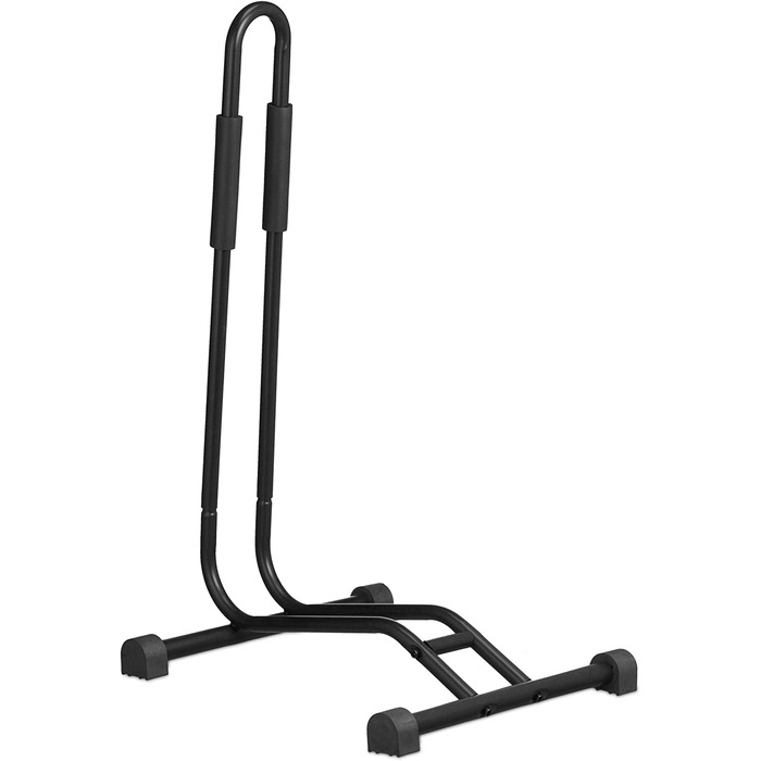 Relaxdays Fahrradständer Boden, für Reifenbreite bis 2,5', Fahrrad Ausstellungsständer, Vorder-& Hinterrad, schwarz