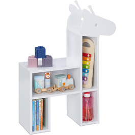 Relaxdays Kinderregal Bär, 2 Schubladen, 2 offene Fächer, H x B x T:  Bücherregal Kinder, (69,5 x 52,5 x 20 cm, Weiß)