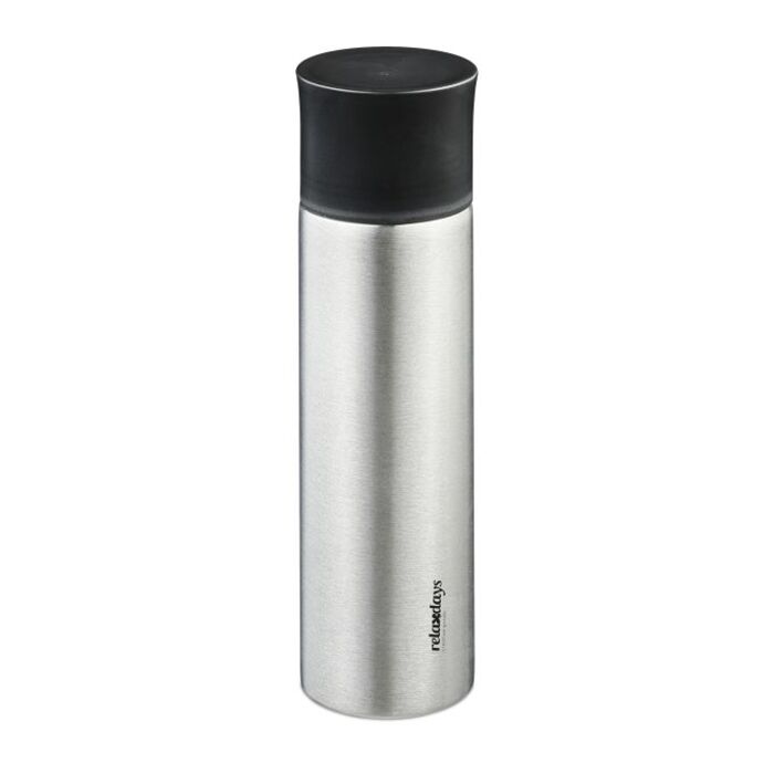 Relaxdays Trinkflasche Edelstahl 750 ml mit Becher
