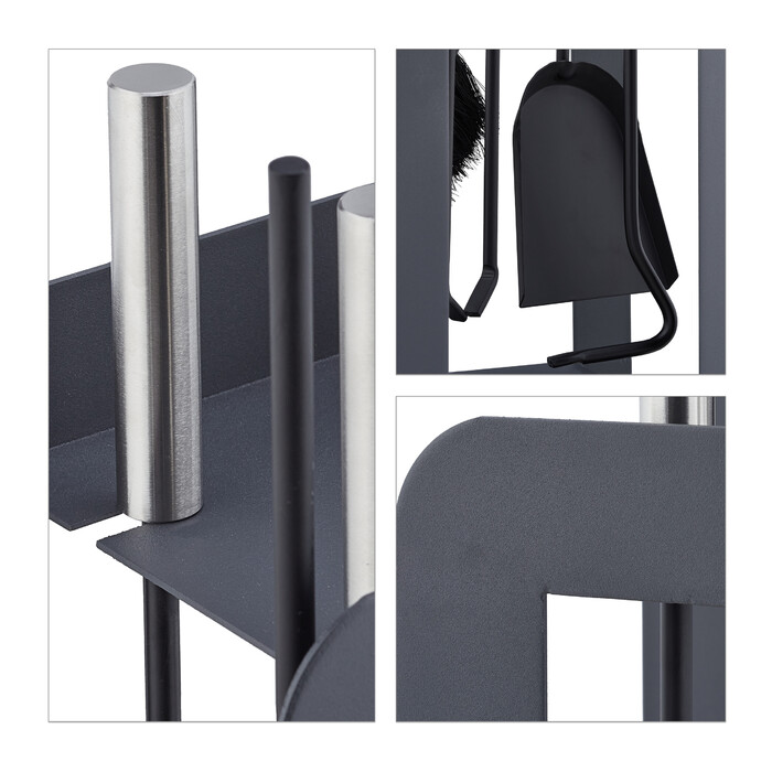Relaxdays 5-teiliges Kaminbesteck in Grau/Silber