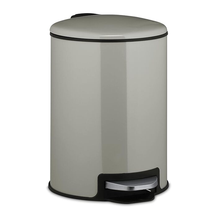 Relaxdays Kosmetikeimer 3 Liter, Treteimer mit Absenkautomatik, entnehmbarer Inneneimer, kleiner Mülleimer Bad, hellgrau