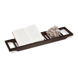 Relaxdays Badewannenablage Bambus braun lackiert
