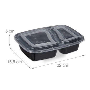 Relaxdays 10er Set Meal Prep Boxen 2 Fächer